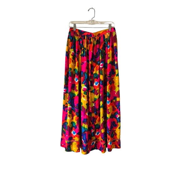 Vintage 1970s 70s Handmade Rainbow Bark Cloth Skirt Set - Picture 9 of 12